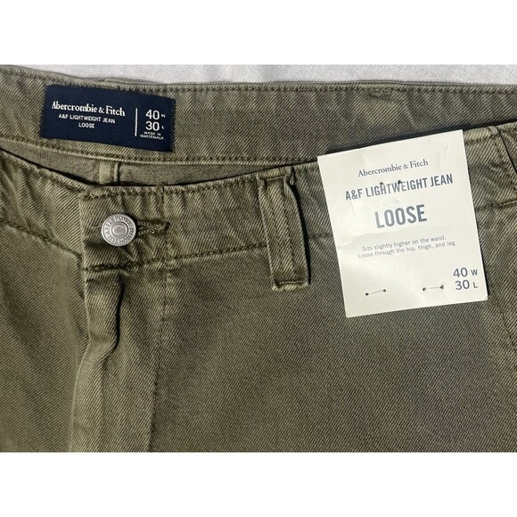 Abercrombie & Fitch Sz. 40 X 30 Loose Fit Lightweight Jean Olive Green NWT - Picture 4 of 7